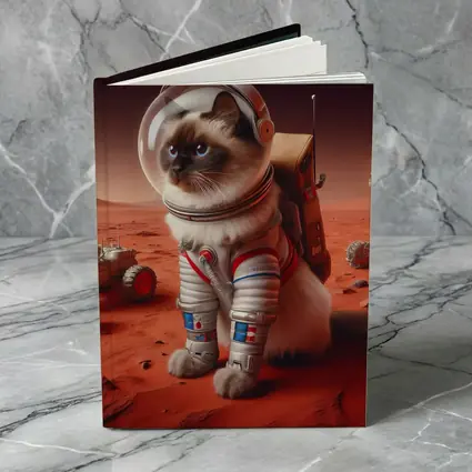 Birman Cat Astronaut On Mars Surface