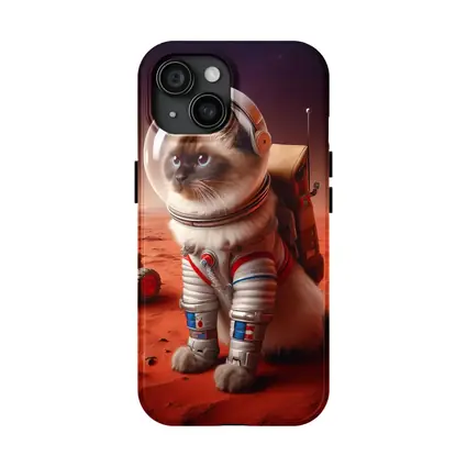 Birman Cat Astronaut On Mars Surface