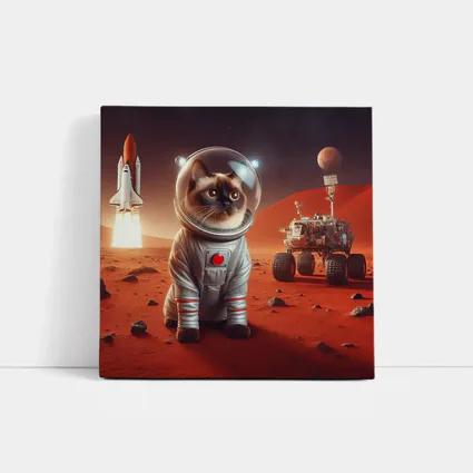 Siamese Cat Astronaut On Mars Surface