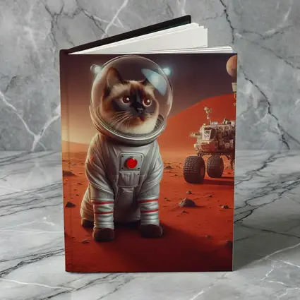 Siamese Cat Astronaut On Mars Surface