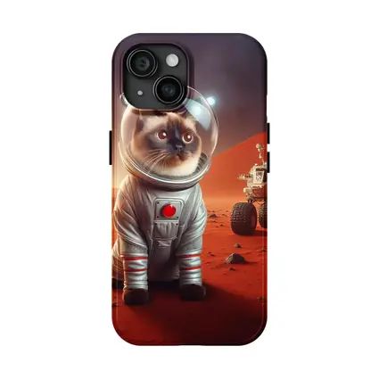 Siamese Cat Astronaut On Mars Surface