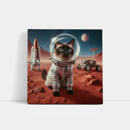 Siamese Cat Astronaut on Mars Surface