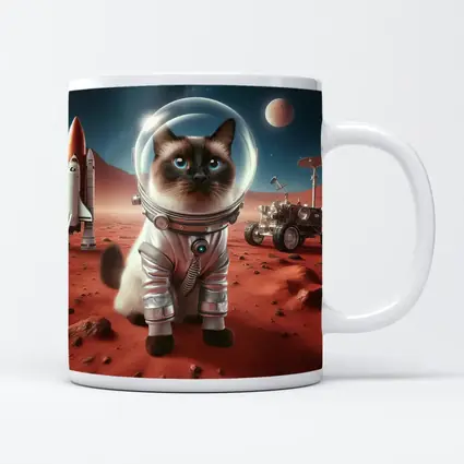 Siamese Cat Astronaut on Mars Surface