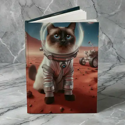 Siamese Cat Astronaut on Mars Surface