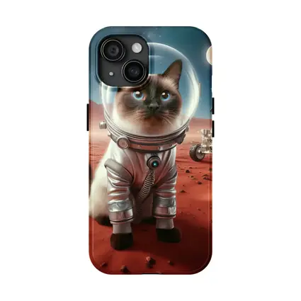 Siamese Cat Astronaut on Mars Surface