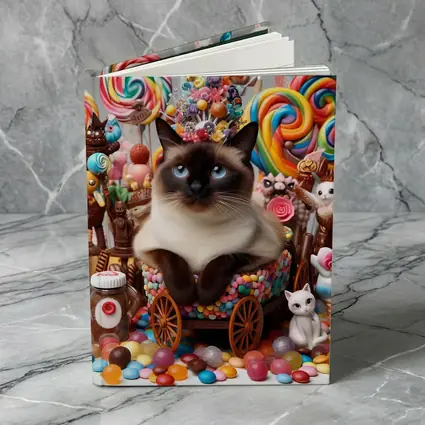 Siamese Cat Surrounded By Colorful Candy