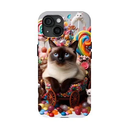 Siamese Cat Surrounded By Colorful Candy
