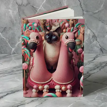 Siamese Cat Surrounded By Candy Lollipops