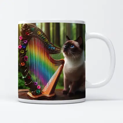 Siamese Cat Rainbow Harp Forest Scene