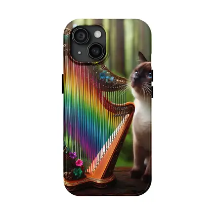 Siamese Cat Rainbow Harp Forest Scene