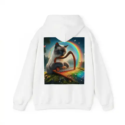 Birman Cat Playing Harp Rainbow Fantasy