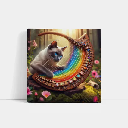 Siamese Cat Rainbow Harp Forest Setting