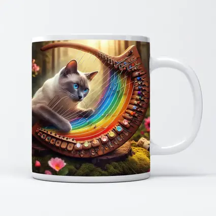 Siamese Cat Rainbow Harp Forest Setting