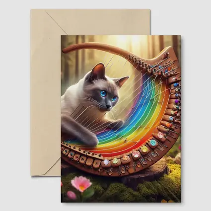 Siamese Cat Rainbow Harp Forest Setting