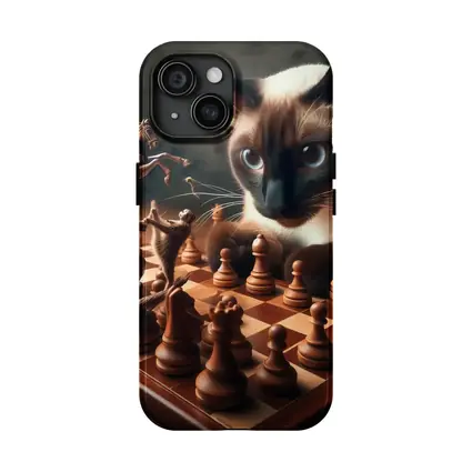 Siamese Cat Playing Chess Board Game