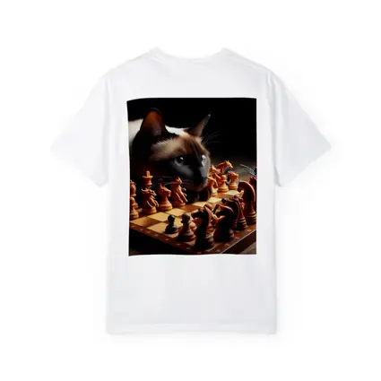 Siamese Cat Studying Chess Board Game