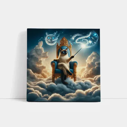 Siamese Cat Wizard Throne Above Clouds