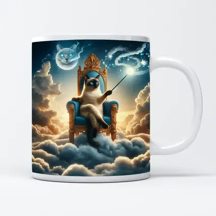 Siamese Cat Wizard Throne Above Clouds