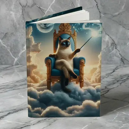Siamese Cat Wizard Throne Above Clouds