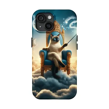 Siamese Cat Wizard Throne Above Clouds