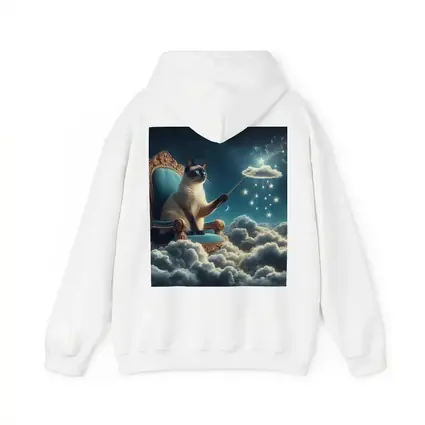 Siamese Cat Wizard Throne Cloudy Night Sky