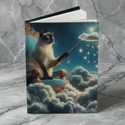 Siamese Cat Wizard Throne Cloudy Night Sky