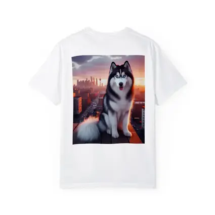 Siberian Husky Blue Eyes City Sunset
