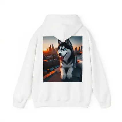 Siberian Husky Blue Eyes City Sunset