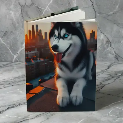 Siberian Husky Blue Eyes City Sunset