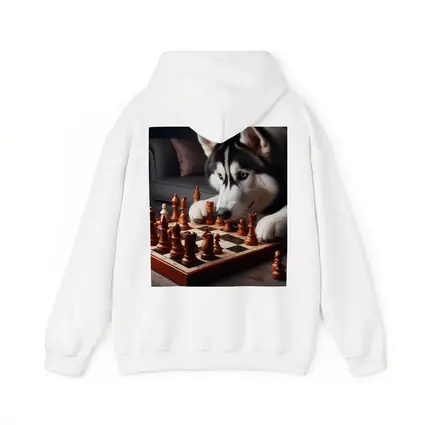 Siberian Husky Dog Playing Chess Indoors