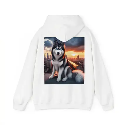 Siberian Husky Blue Eyes City Sunset