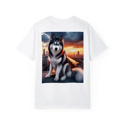Siberian Husky Blue Eyes City Sunset