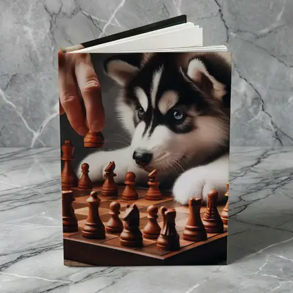 Siberian Husky Puppy Playing Chess Game