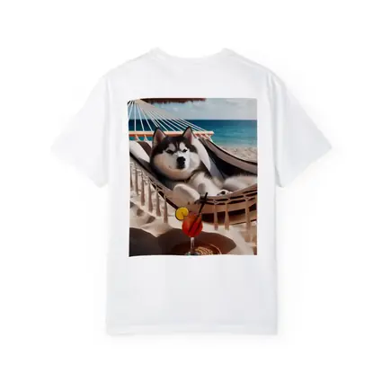 Siberian Husky Relaxing on Beach Hammock