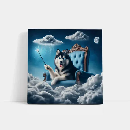 Husky Dog Wizard Magic Wand Sky Throne