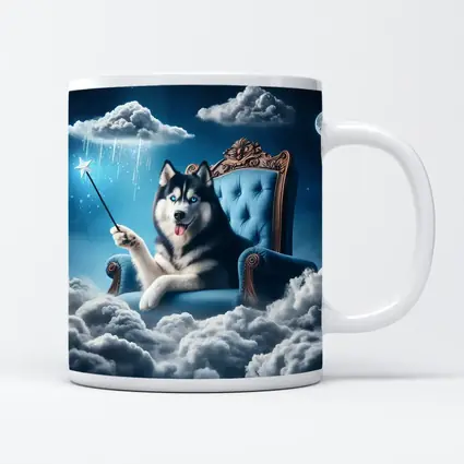Husky Dog Wizard Magic Wand Sky Throne