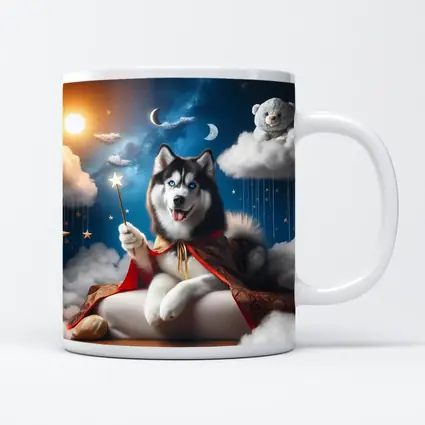 Siberian Husky Wizard Cape Stars Sky