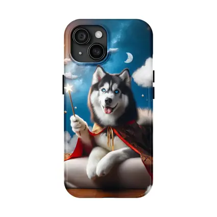 Siberian Husky Wizard Cape Stars Sky