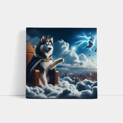 Husky King Throne Clouds City Lightning