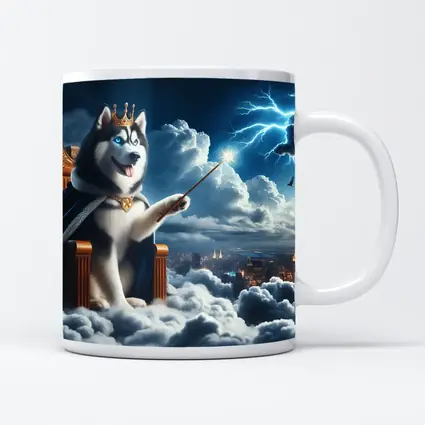 Husky King Throne Clouds City Lightning