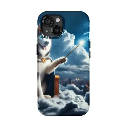 Husky King Throne Clouds City Lightning