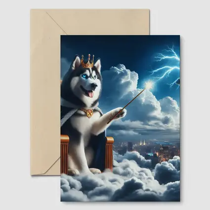Husky King Throne Clouds City Lightning