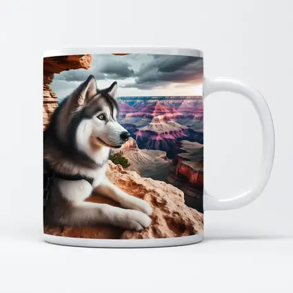 Siberian Husky Resting Grand Canyon Overlook