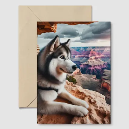 Siberian Husky Resting Grand Canyon Overlook