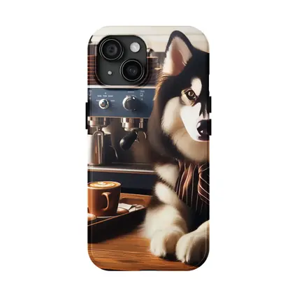 Siberian Husky Barista Espresso Machine Coffee Shop