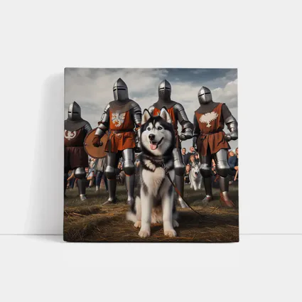 Siberian Husky With Medieval Knights Outdoor