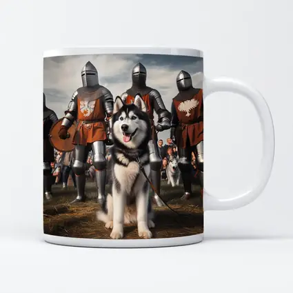 Siberian Husky With Medieval Knights Outdoor