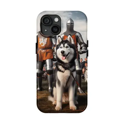 Siberian Husky With Medieval Knights Outdoor