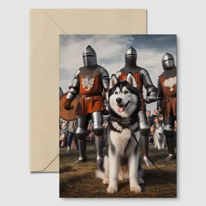 Siberian Husky With Medieval Knights Outdoor