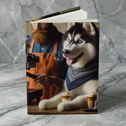 Siberian Husky Barista Coffee Shop Scene